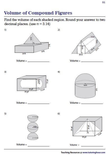 volume of composite figures worksheet with answers pdf